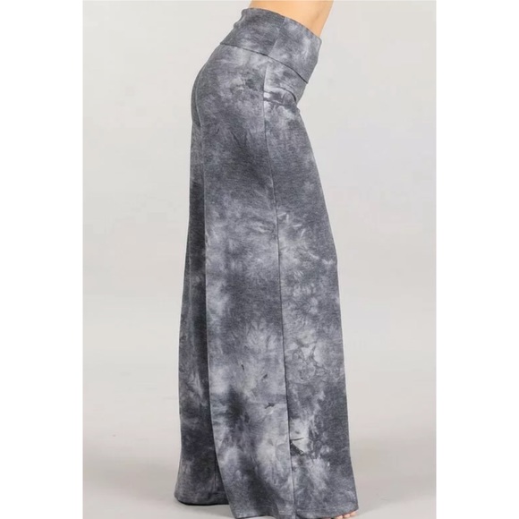 SOLD OUT Gray Boho Wide Leg Relaxed Palazzo Lounge Pants - Picture 3 of 5